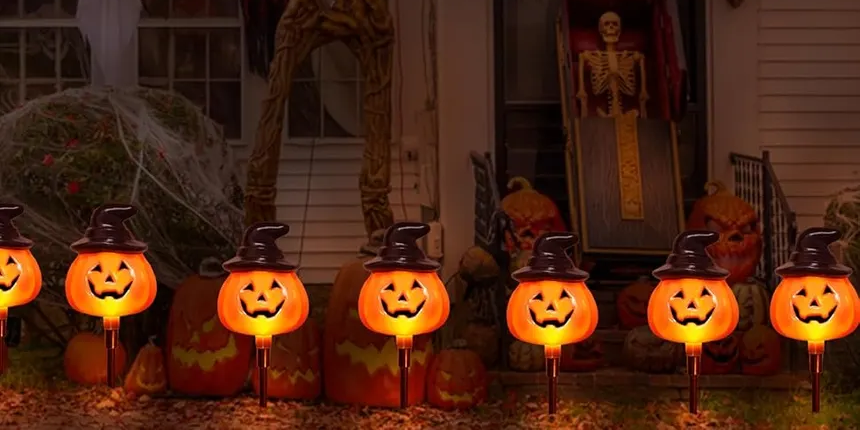 Glowing jack-o'-lantern pathway